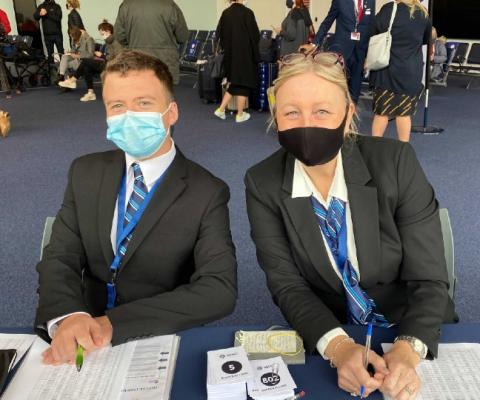 Alfie and Kim greeted Tom as he boarded and checked over his new Covid-era paperwork