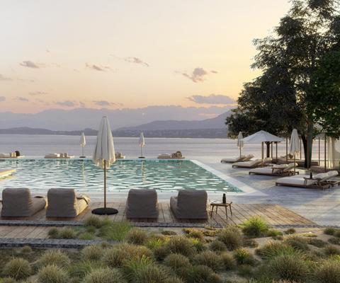 One of the three pools at newcomer Domes of Corfu