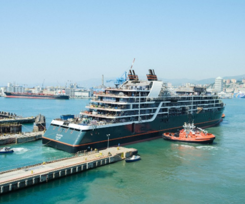 Seabourn Venture will now move from its dry dock to its outfitting dock where it will undergo final construction