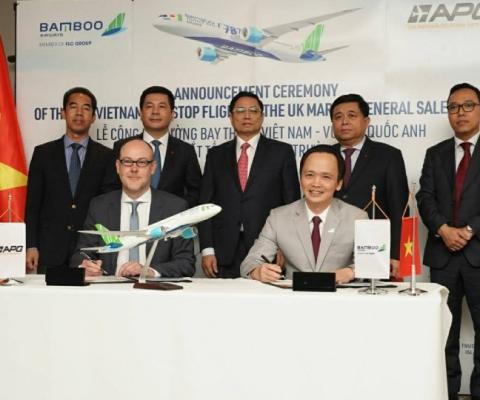 Bamboo Airways signed an agreement with APG UK in Edinburgh at the weekend