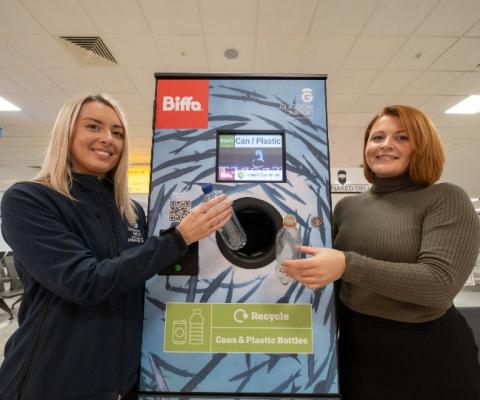 (From left) Kirsty Webster, Glasgow airport's sustainability manager, and Michelle Devilin, Biffa's corporate account manager for Glasgow airport