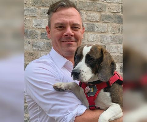 New PetsPyjamas boss James Williams with Mavis