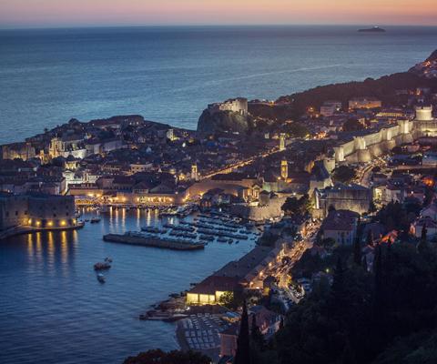 Dubrovnik cityscape at sunset