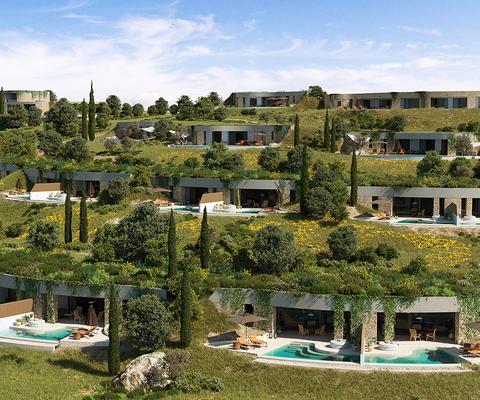 Villas at Mandarin Oriental, Costa Navarino are set into the hillside