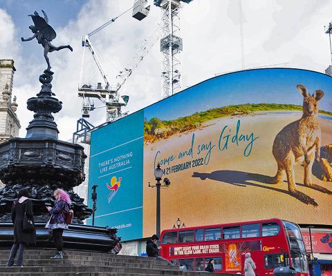 Tourism Australia's ad shines over Piccadilly Circus (Credit: David Parry, PA)