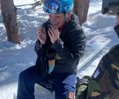  Not Just Travel consultant Emily Maycock was surprised by a proposal from her partner while snowboarding on a fam trip to Aspen 