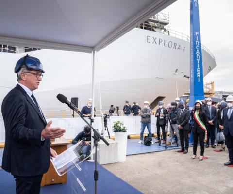 MSC cruise chair Pierfrancesco Vago oversaw the ceremony (Credit: Explora Journeys)