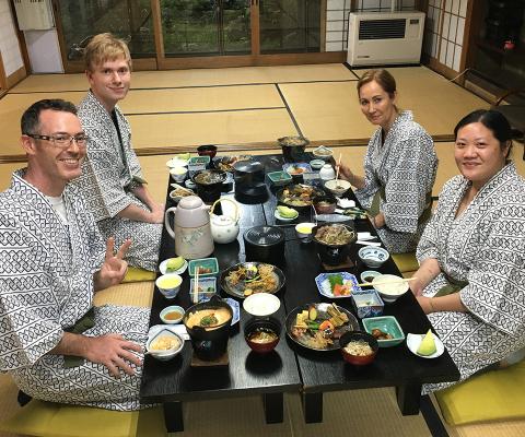 InsideJapan clients in a traditional ryokan
