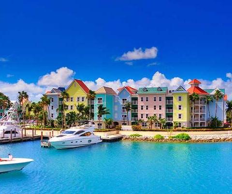 Boats moored in the Bahamas