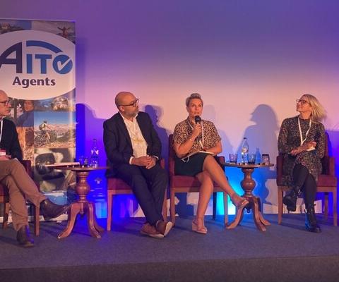 Garvey-Jones (centre right) wants more men in travel to discuss menopause issues