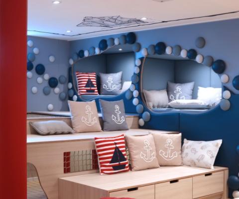 As well as family cabins sleeping up to five, there's a dedicated kids' club onboard
