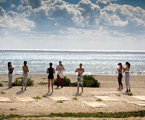 A beachside movement class at Palmaia, The House of AIA, which will host the second Synergy show