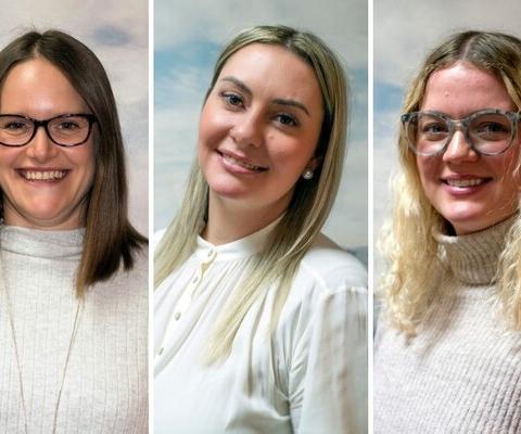 Sales team recruits Sarah Slocomb (left) and Lydia Groom (right) with polar specialist Kasey Green (centre)