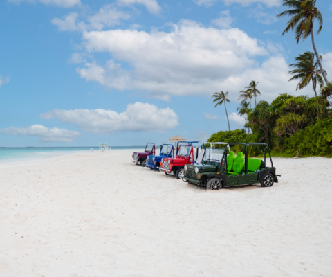 A new fleet of electric mokes for guests at the Beach House Collection, Siyam World Maldives