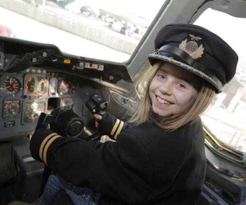 Manchester airport's Flight Academy offers children the chance to sit in a cockpit