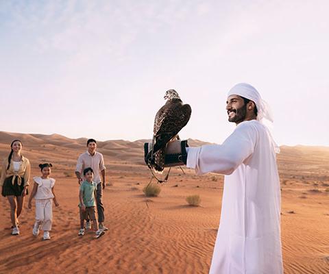 A falconry experience at Qasr Al Sarab