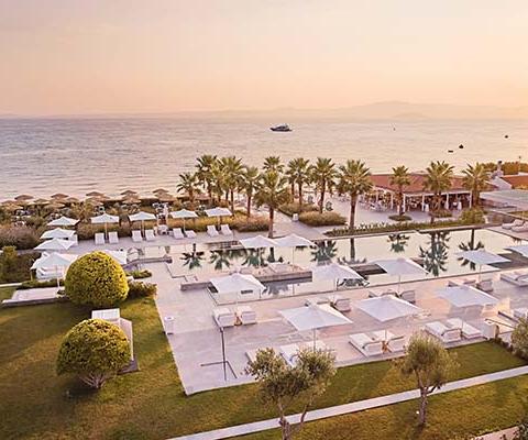 The pool is at the heart of the new Domes Noruz Kassandra