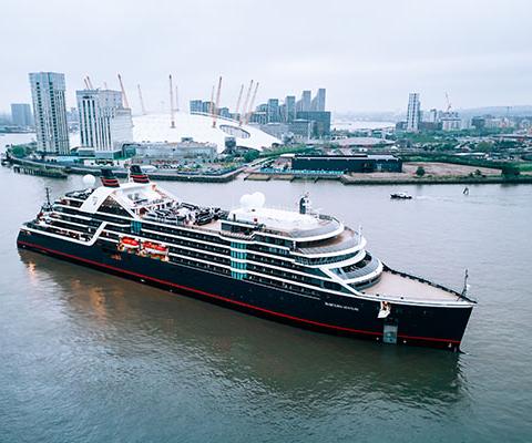 Seabourn Venture in Greenwich on 12 May during its inaugural visit to the UK 