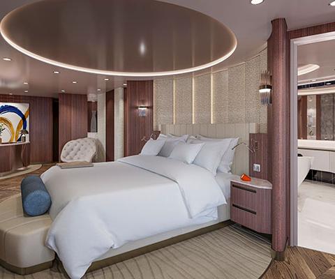 The bedroom area in Explora I's Owner's Residence