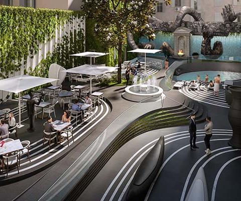 The courtyard at Romeo Roma