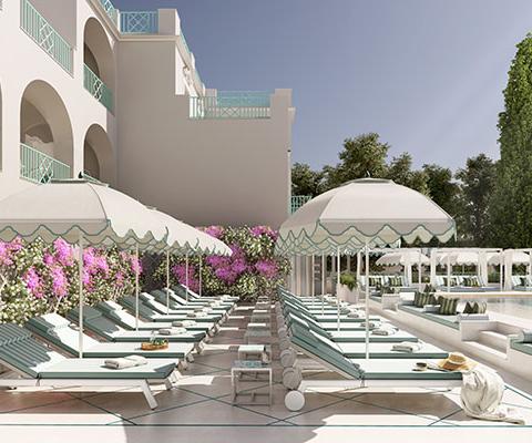 The pool area at the new Hotel La Palma