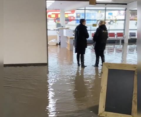 Exeter airport, flood, Sept 2023, credit: Justin Sharp/Twitter