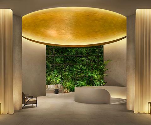The lobby in the 204-key new Edition in Singapore