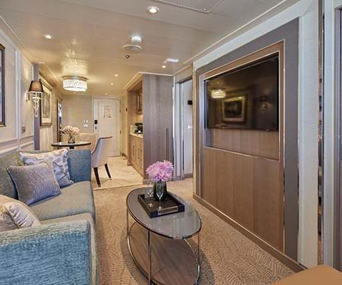 The living room in the Penthouse Suite