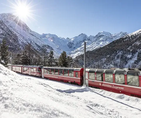 The Bernina Express at the Montebello Curve