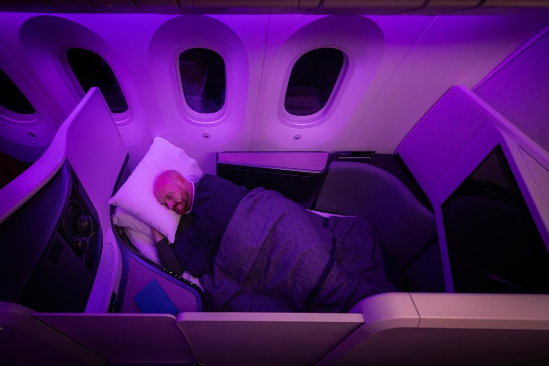 Passengers can fully relax in Air New Zealand's Business Premier/Luxe cabin