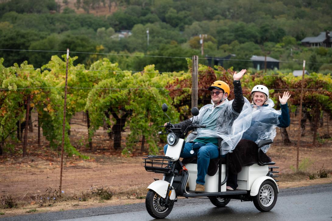 Agents whizzed around Sonoma County's vineyards on electric trikes