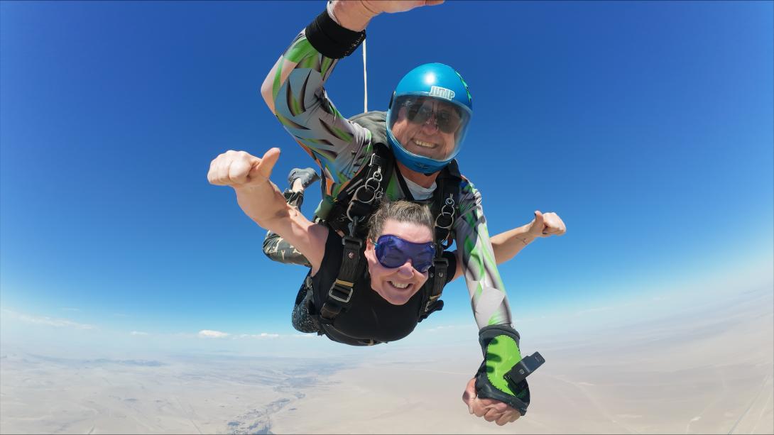 Karen goes skydiving