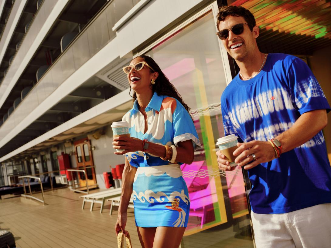 A couple onboard with Virgin Voyages