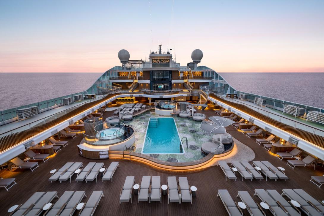 Ship deck with pool