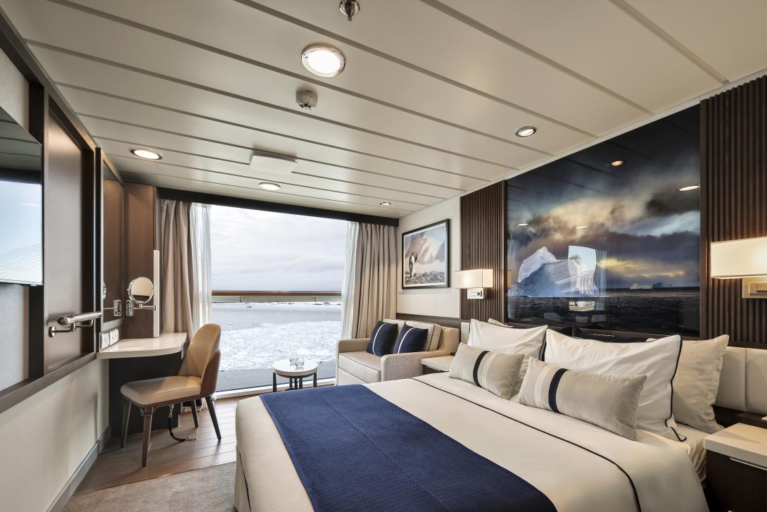 Cabin onboard AE Expeditions ship The Greg Mortimer Cabin onboard AE Expeditions ship The Greg Mortimer