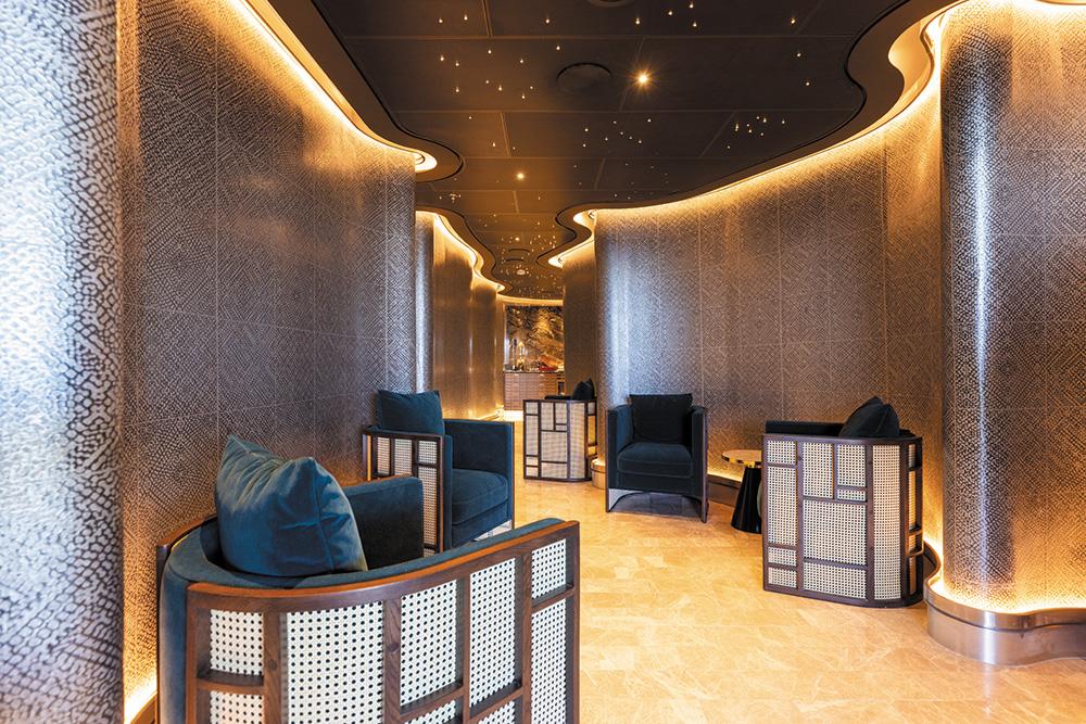 The spa lounge area onboard Seven Seas Grandeur
