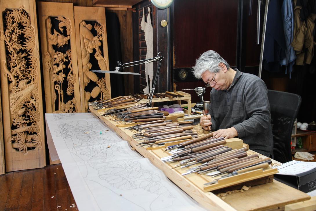 Traditional woodcarving in Japan's Toyama Prefecture