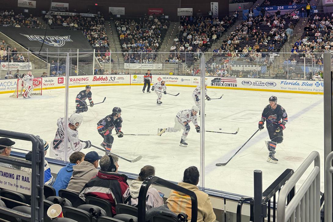Pensacola Ice Flyers hockey game in Pensacola, Florida Pensacola Ice Flyers hockey game in Pensacola, Florida