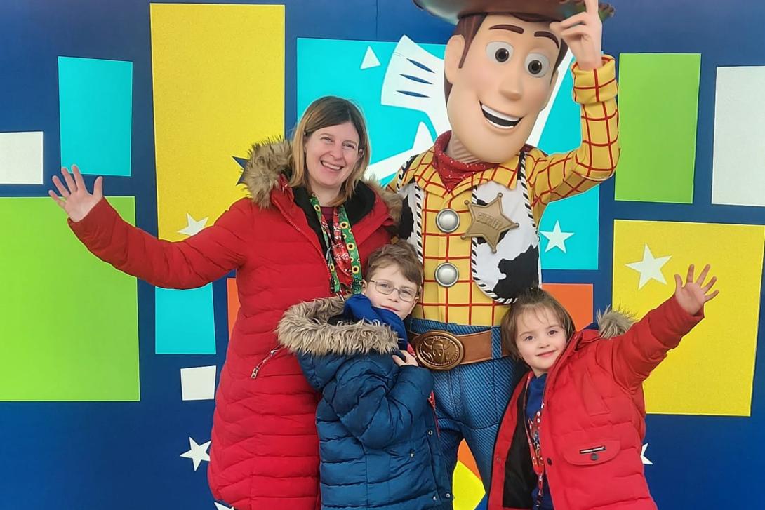 Catherine Thorpe at Disneyland with sons Rowan and Ewan Catherine Thorpe at Disneyland with sons Rowan and Ewan