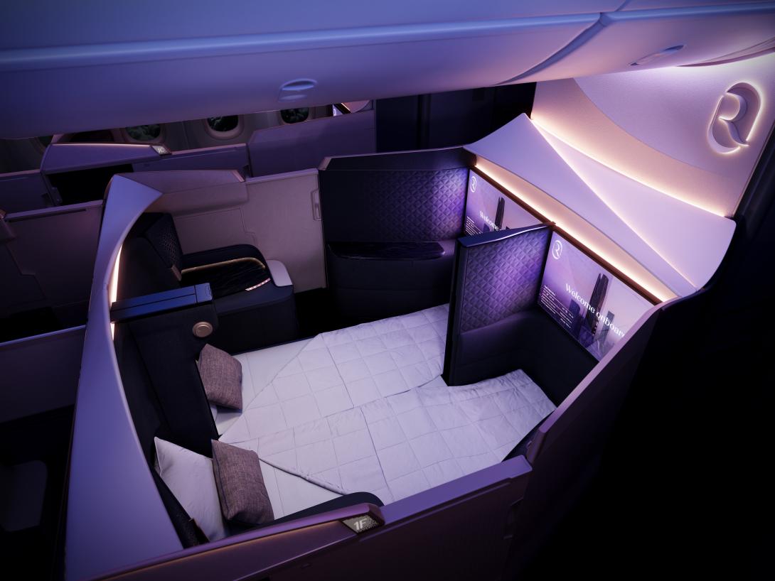 A full double bed in the Business Elite row