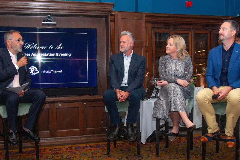 Chris Photi, White Hart Associates; Gary King, Wendy Wu Tours; Vicky Billing, Riviera Travel; and Aaron Langford, Royal Caribbean