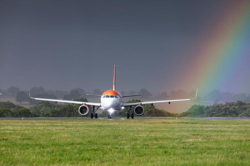 An easyJet aircraft prepares to take off from Luton airport