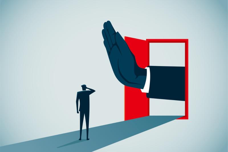 Graphic image of person blocking door