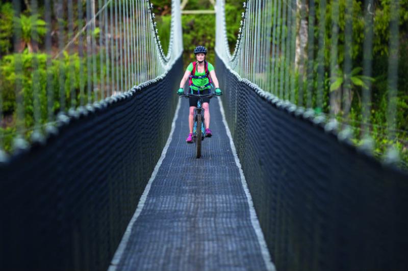Forgotten World Adventures' tour goes over the longest ridable suspension bridge, Maramatah