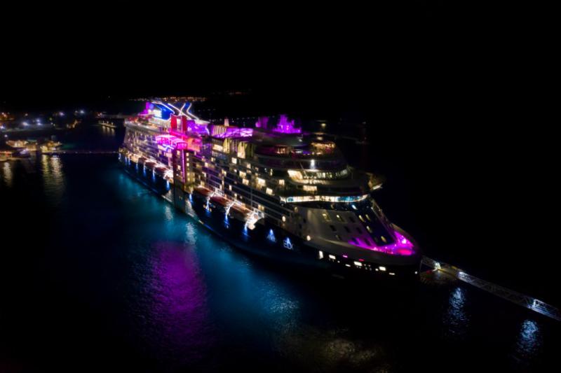 Celebrity Edge was lit up purple for International Women's Day 2020
