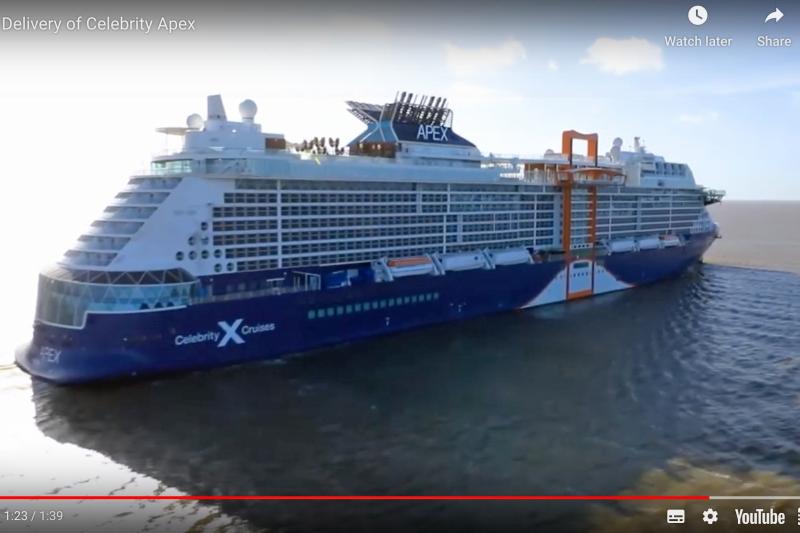 Celebrity took delivery of its newest ship, Apex, virtually due to the coronavirus crisis