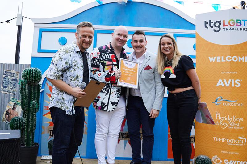 Richard Tolley collects his Travel Pride Champion certificate in 2019