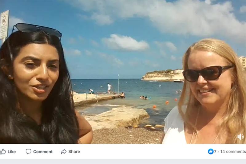 The PTAs' Kiri Dulay and Sheena Whittle recorded Facebook Live videos in Malta