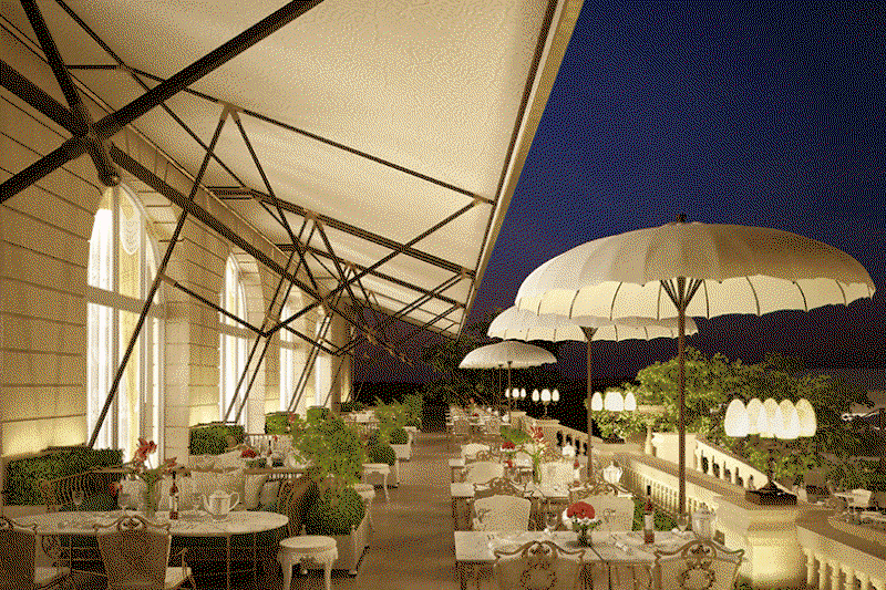 The terrace at gastronomic restaurant Deessa