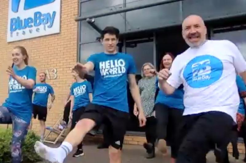Alistair Rowland leads the workout at Blue Bay Travel